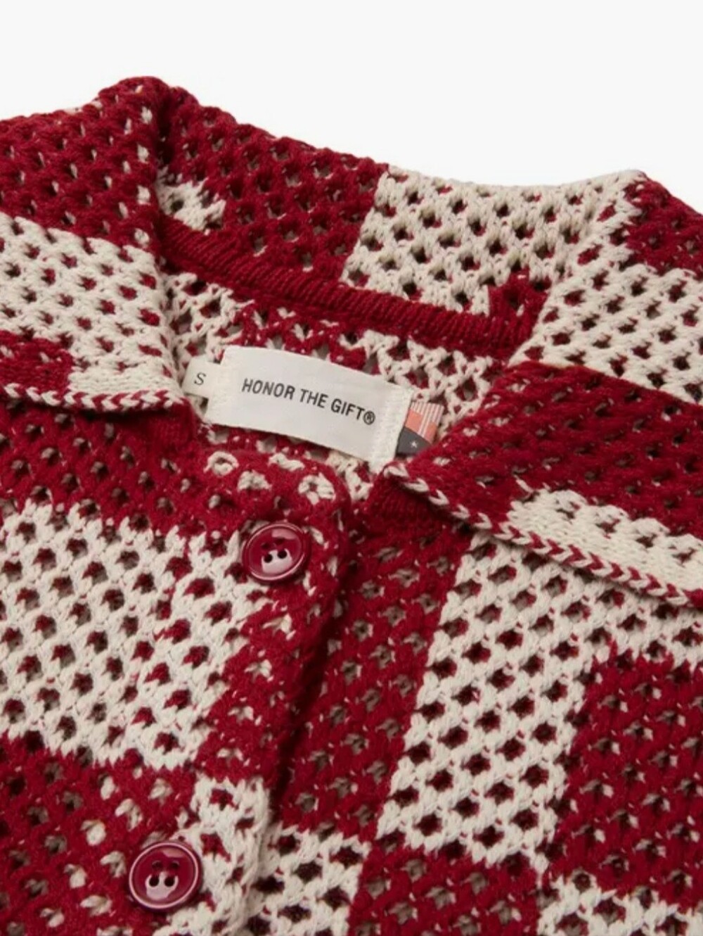 HONOR THE GIFT Crochet Short Sleeve Button-Up Shirt